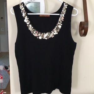 Black sweater tank with gold embellishment Size XL